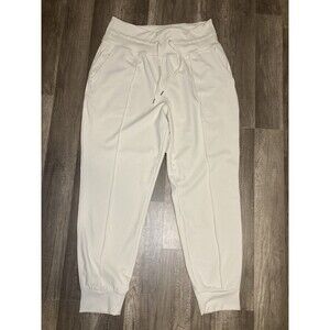 Old Navy Active Powersoft Jogger Pants L Cream High Rise Pockets Ribbed Co Dry